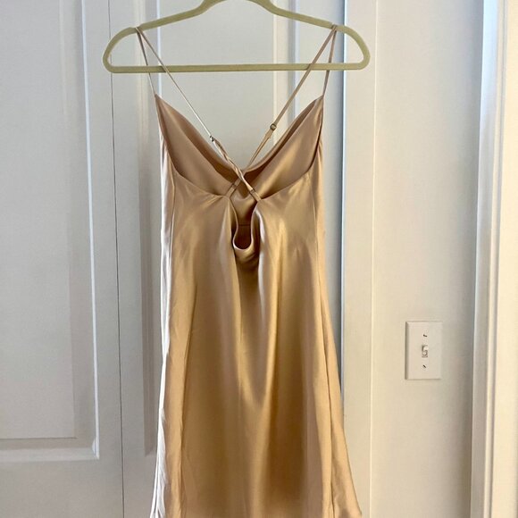 Shortended Show Me Your Mumu Verona Cowl Neck Dress in Champange - Picture 2 of 8